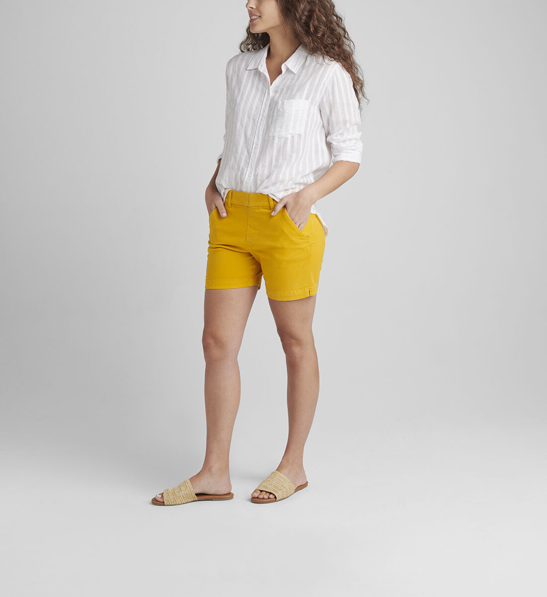Maddie Mid Rise 5-inch Pull-On Short,Mustard Side