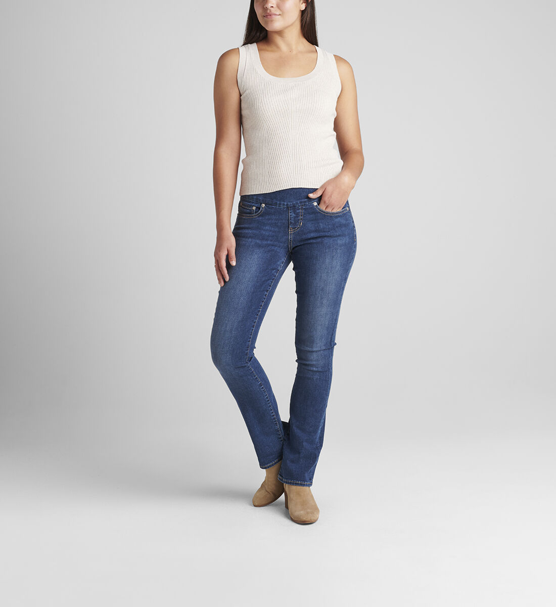 Paley Mid Rise Bootcut Pull-On Jeans Front