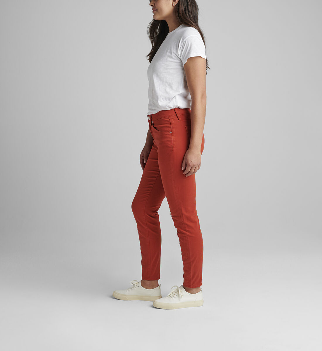 Cecilia Mid Rise Skinny Jeans,Scarlet Red Side