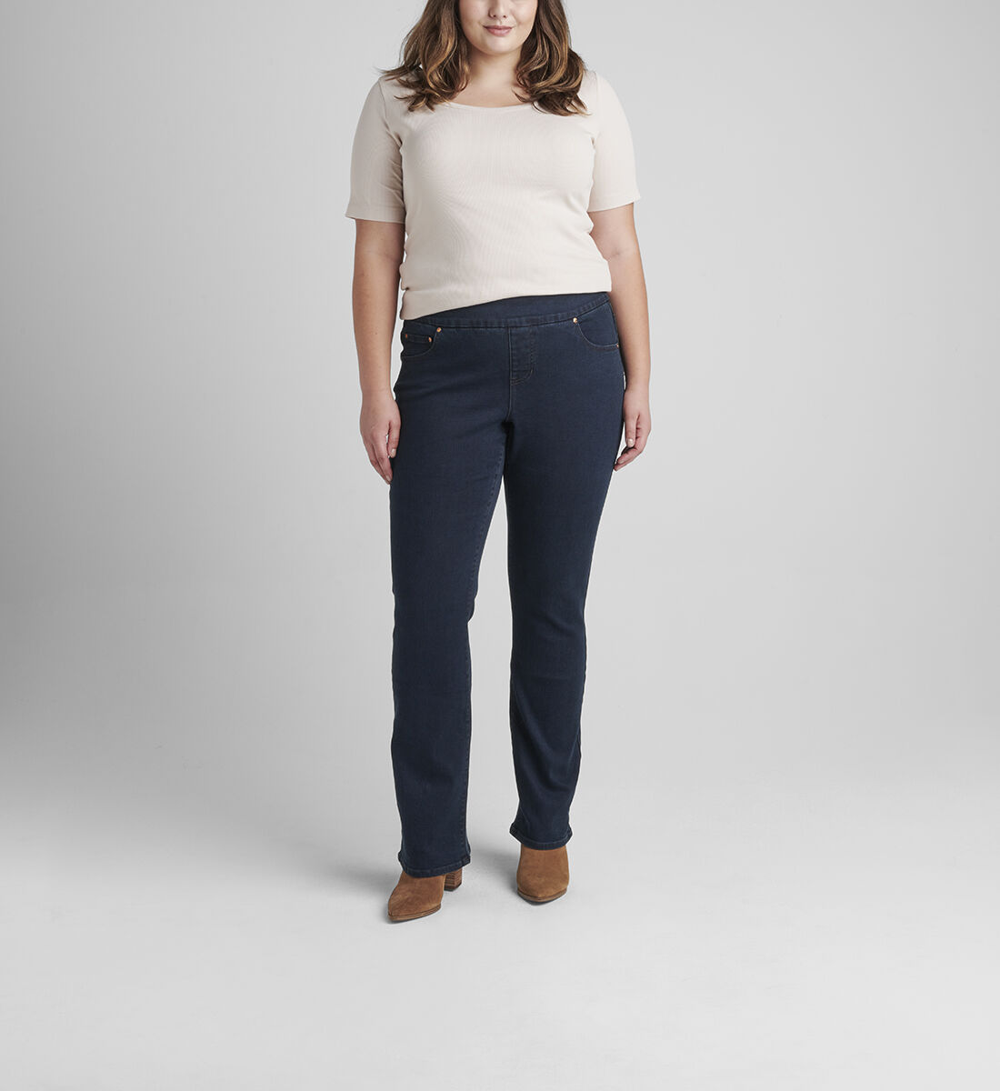 Paley Mid Rise Bootcut Pull-On Jeans Plus Size Front