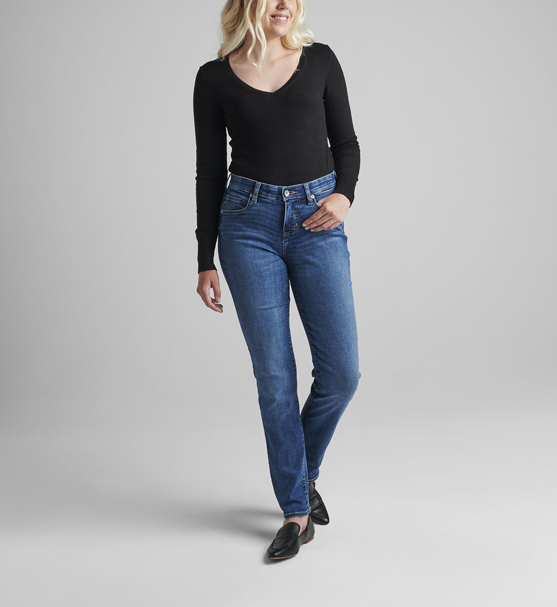 Ruby Mid Rise Straight Leg Jeans Front
