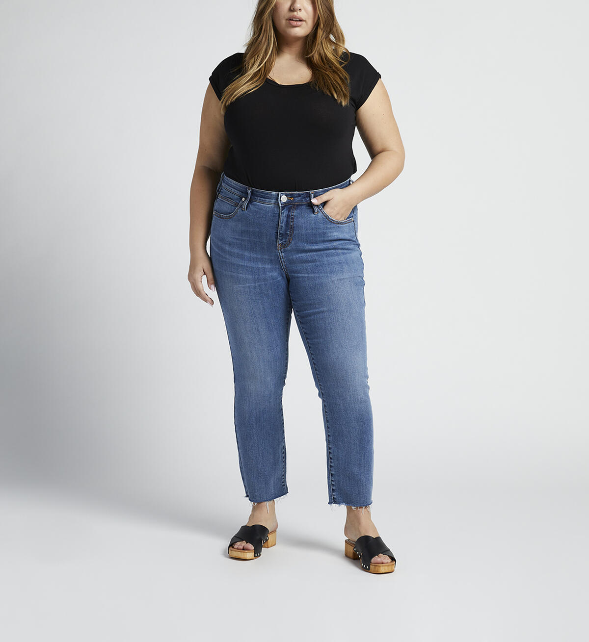 Ruby Mid Rise Straight Crop Jeans Plus Size, , hi-res image number 0