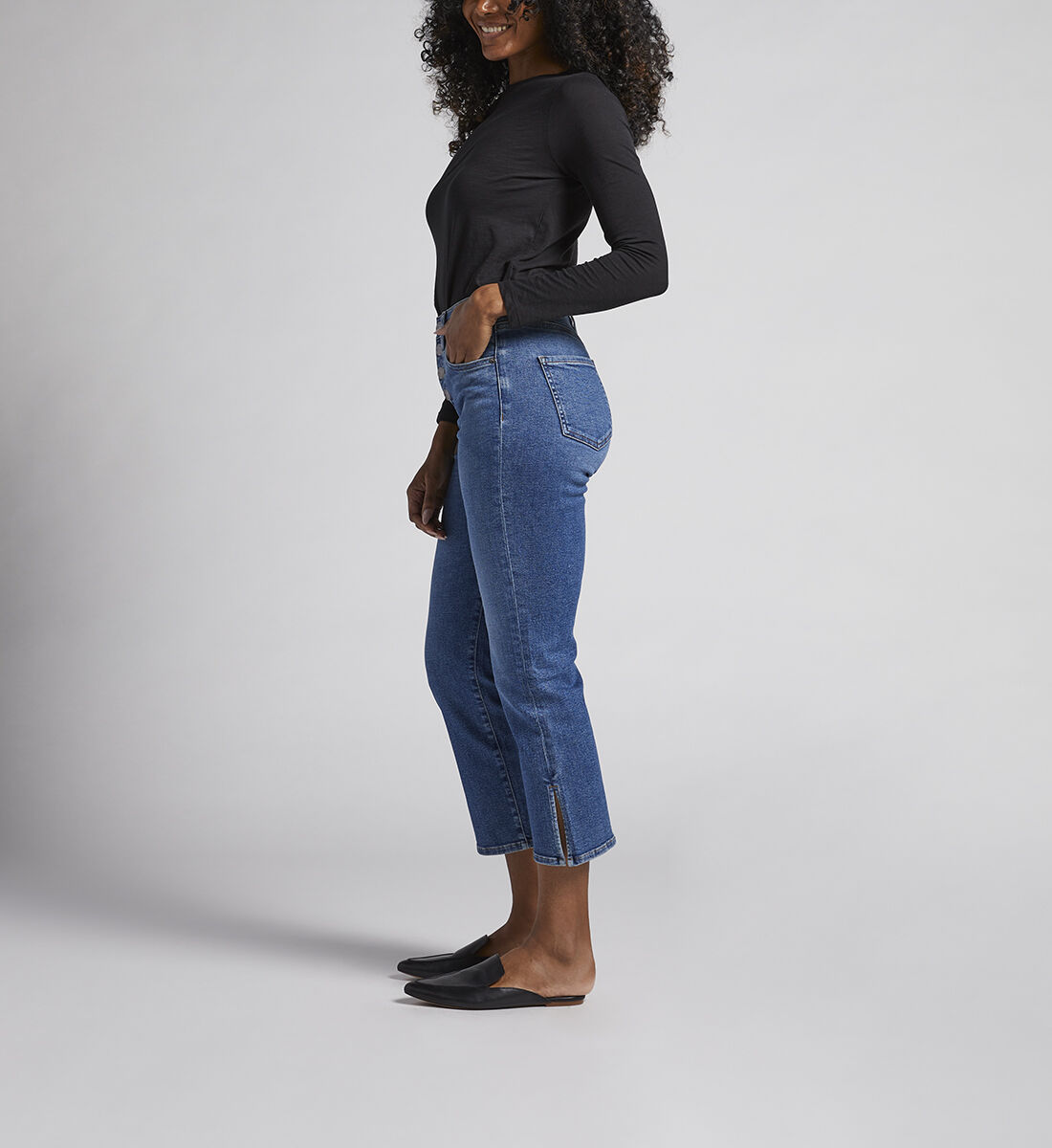 Phoebe High Rise Cropped Bootcut Jeans Side