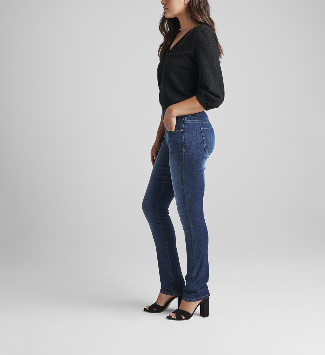 Peri Mid Rise Straight Leg Pull-On Jeans Side