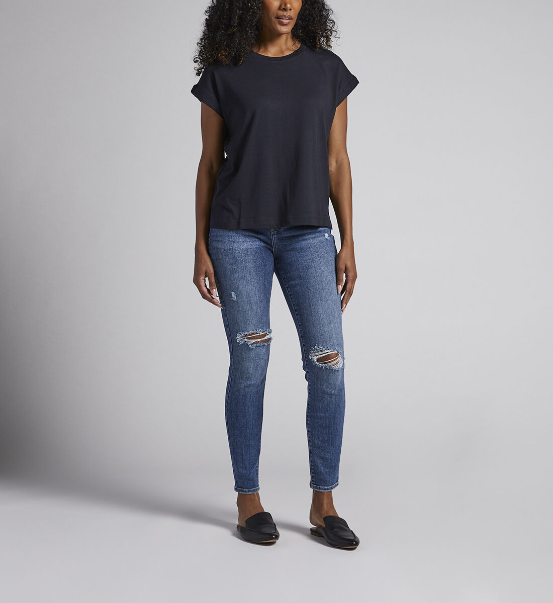 Drapey Luxe Tee,Black Front