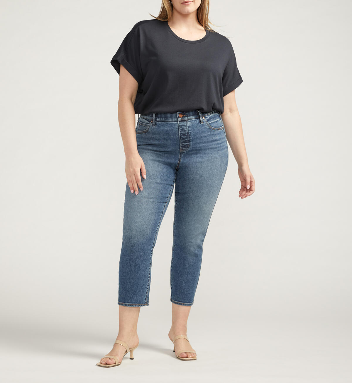 Valentina High Rise Straight Leg Cropped Jeans Plus Size, , hi-res image number 0