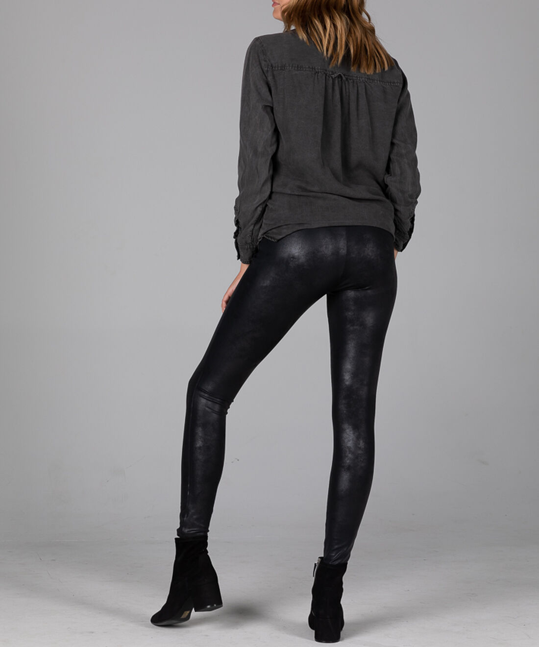Faux Leather Mid Rise Pull-On Legging Back