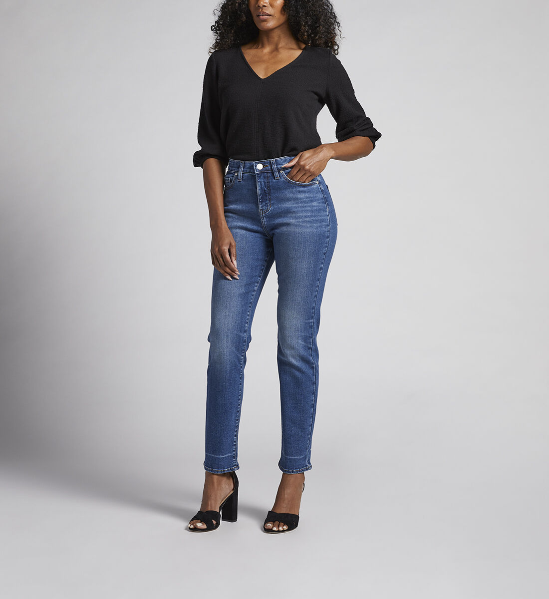 Stella 30-Inch High Rise Straight Leg Jeans Front