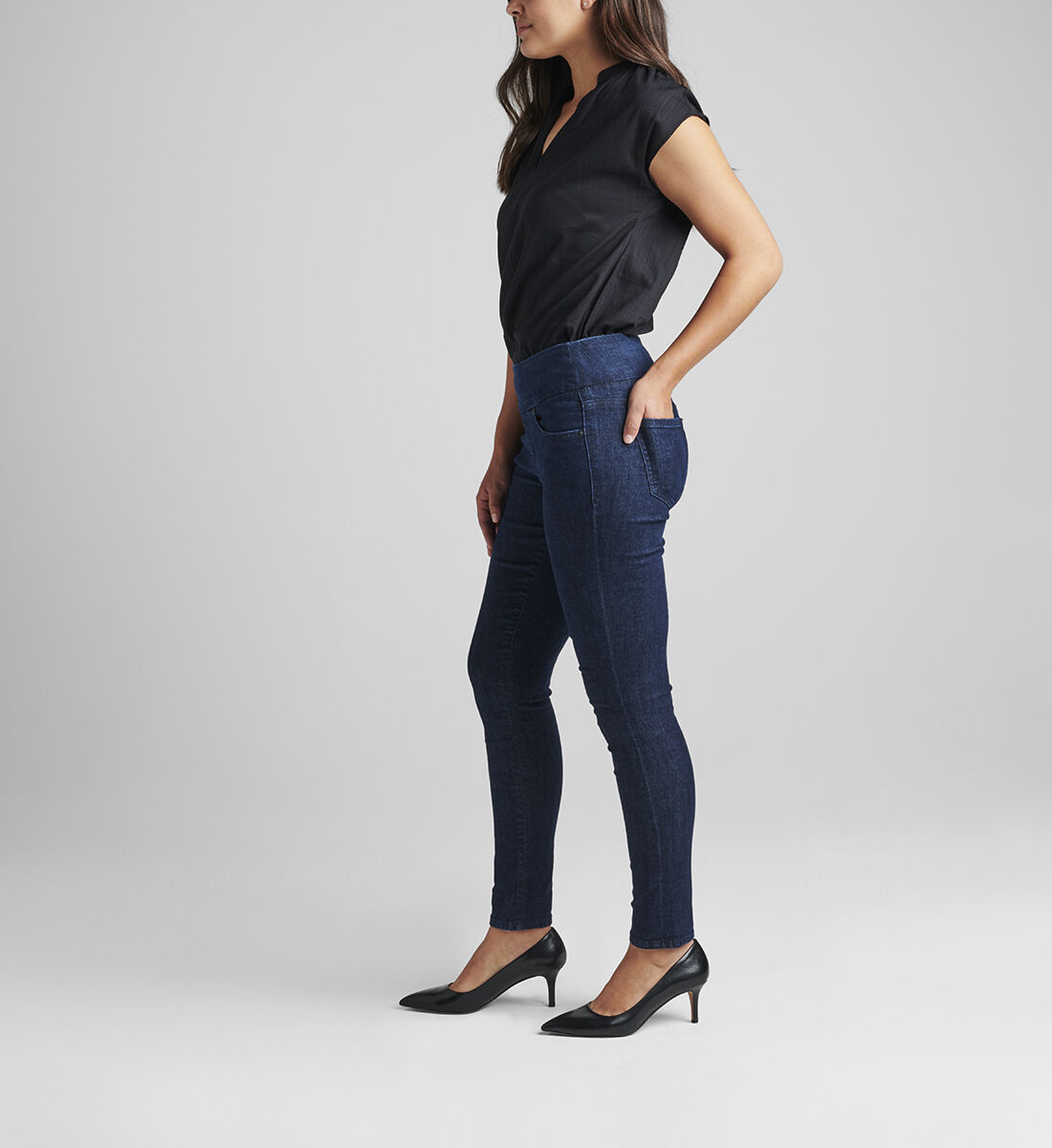 Nora Mid Rise Skinny Pull-On Jeans Side