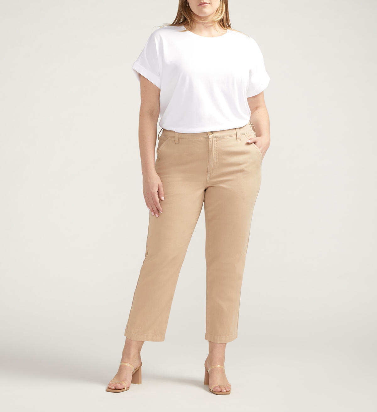 Chino Tailored Cropped Pants Plus Size, , hi-res image number 0