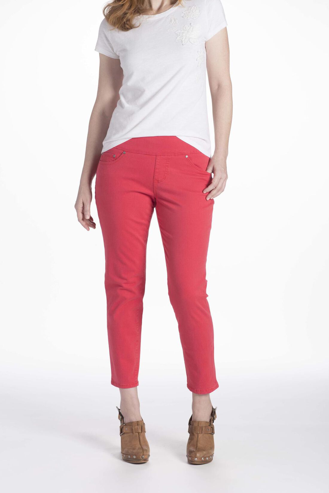 Amelia Mid Rise Slim Ankle Jeans,Hibiscus Front