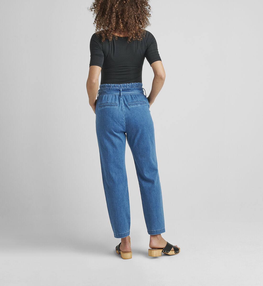 Belted Pleat High Rise Tapered Leg Pant Back