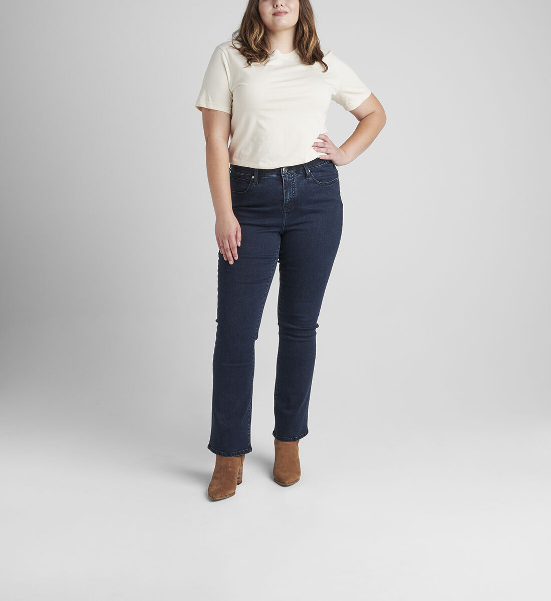 Eloise Mid Rise Bootcut Jeans Plus Size Front