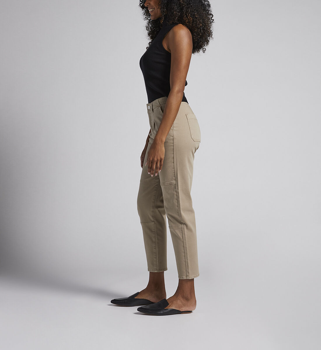 Utility High Rise Tapered Ankle Pants,Taupe Side
