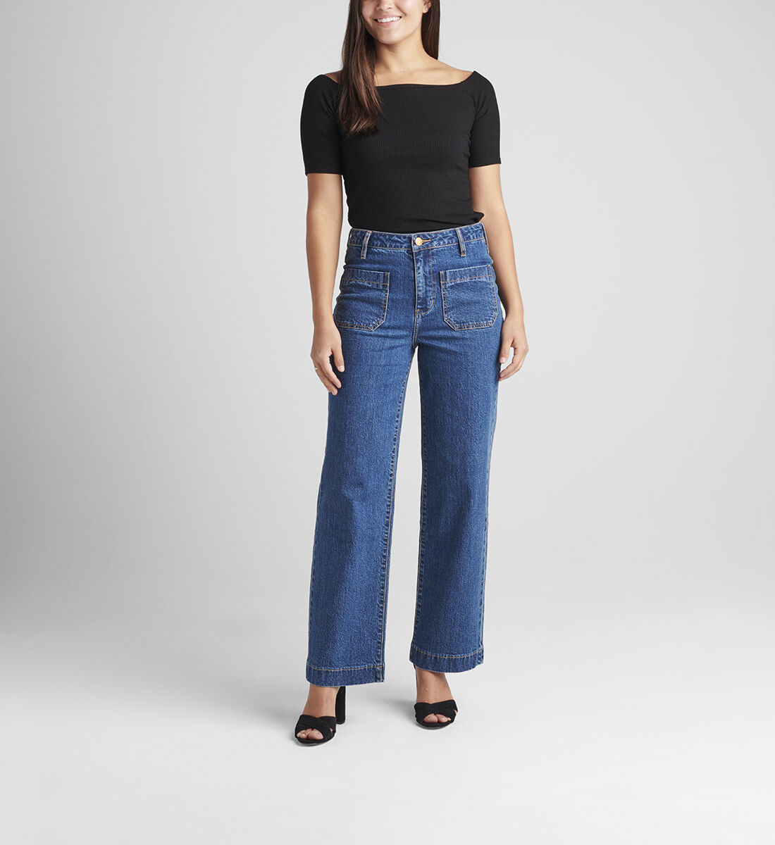 Sophia High Rise Ankle Wide Leg Jeans Front