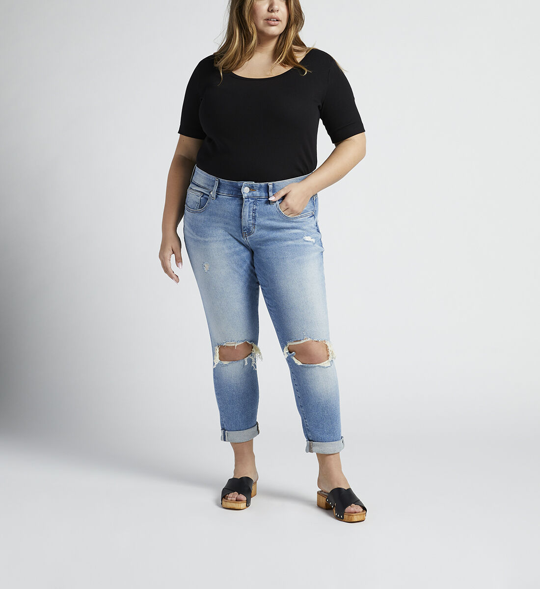 Carter Mid Rise Girlfriend Jeans Plus Size Front