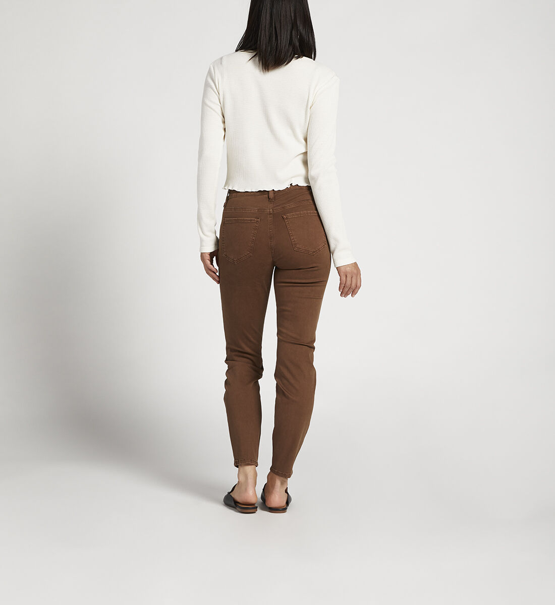 Cecilia Mid Rise Skinny Pants,Brown Back