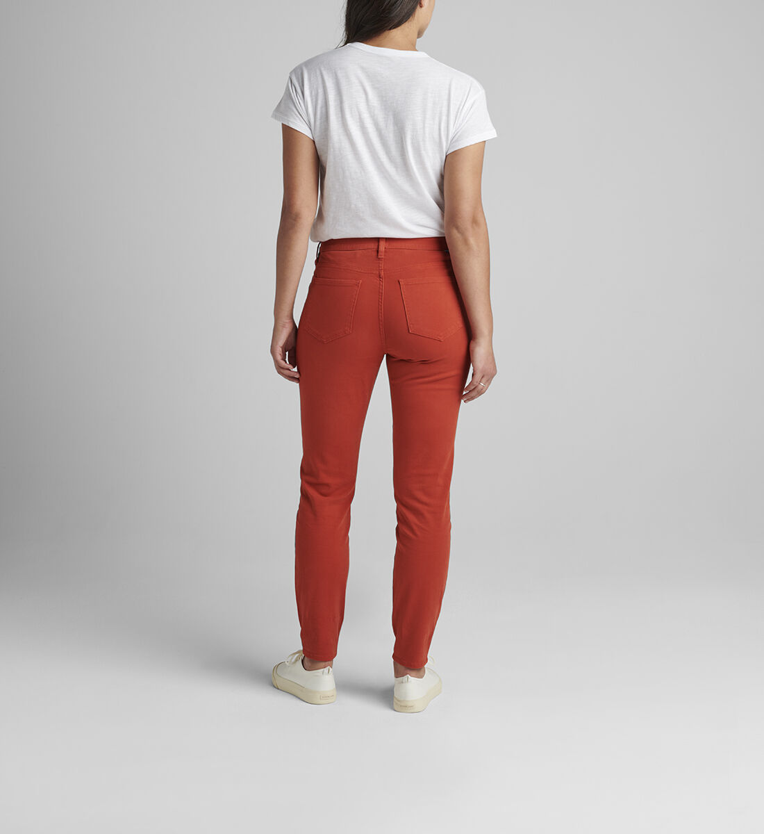 Cecilia Mid Rise Skinny Jeans,Scarlet Red Back