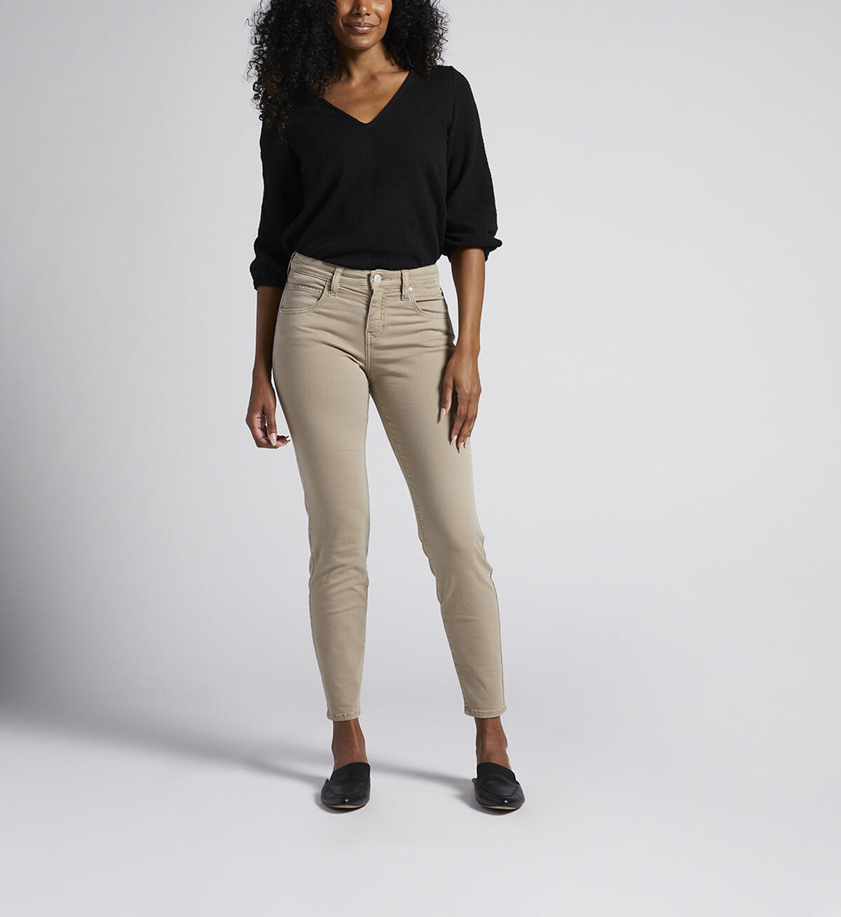 Cecilia Mid Rise Skinny Pants, Taupe, hi-res image number 0