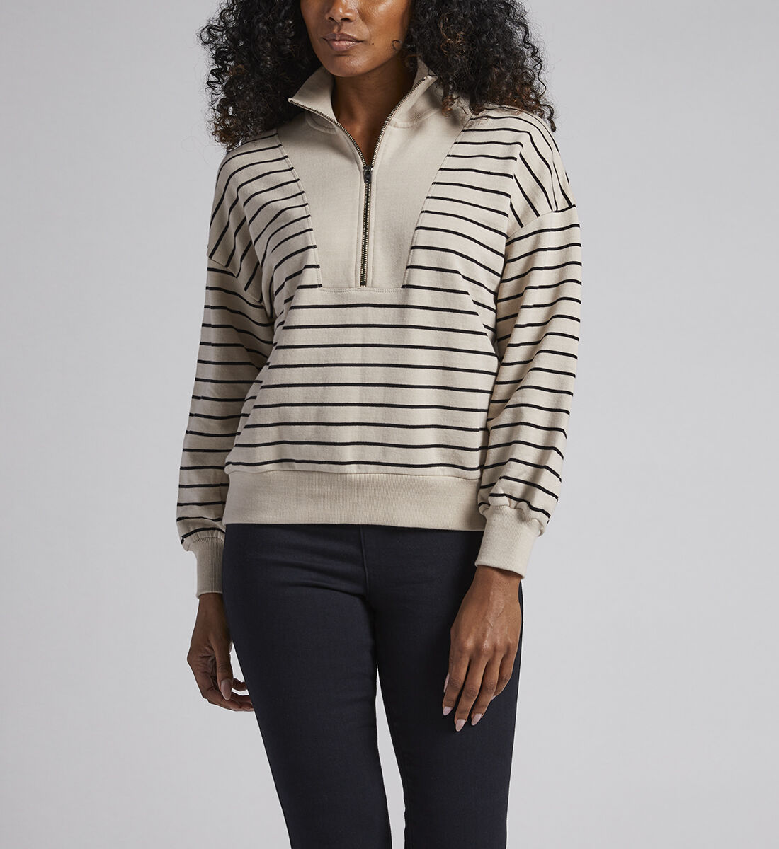 Striped Half-Zip Sweatshirt Side