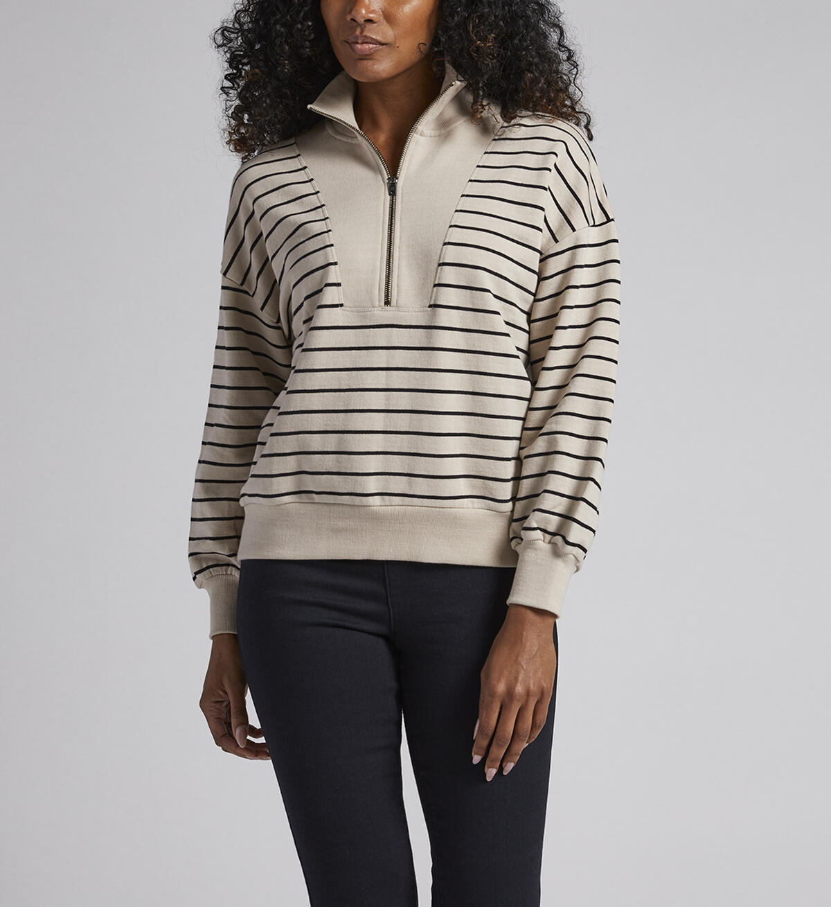 Striped Half-Zip Sweatshirt, , hi-res image number 2