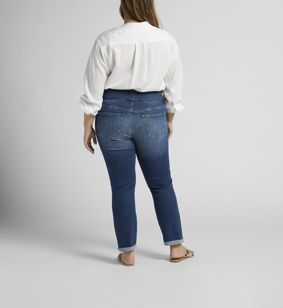 Amelia Mid Rise Slim Ankle Pull-On Jeans Plus Size Back