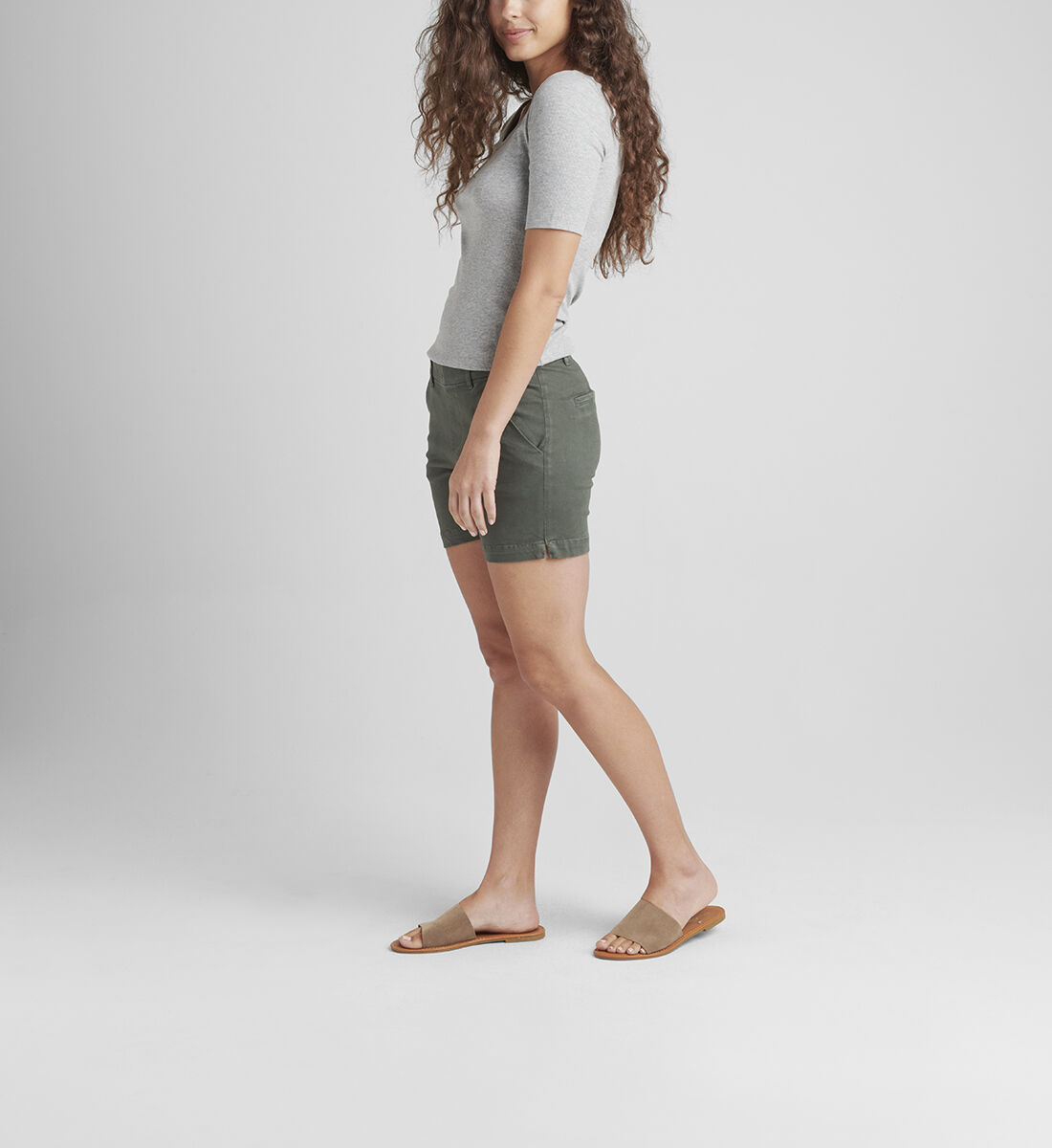 Maddie Mid Rise 5-inch Pull-On Short,Olive Side