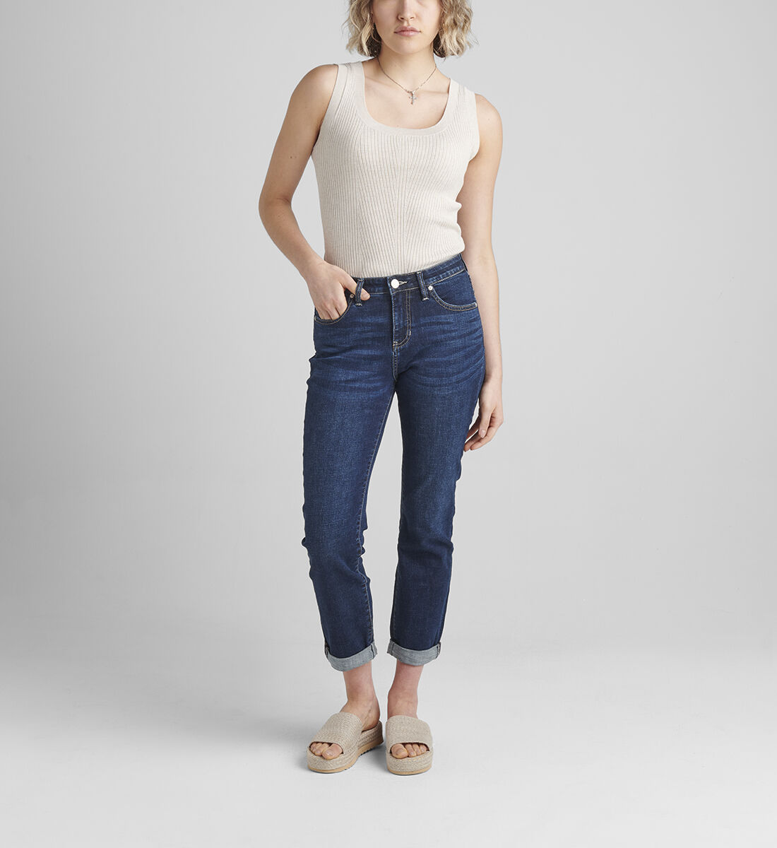 Carter Mid Rise Girlfriend Jeans Petite Front