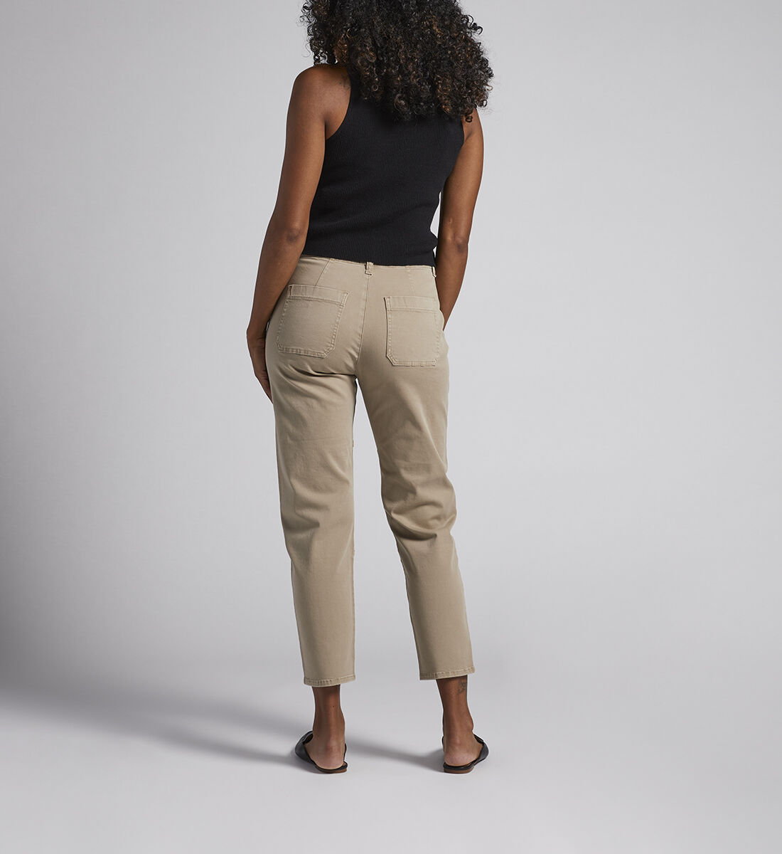 Utility High Rise Tapered Ankle Pants,Taupe Back
