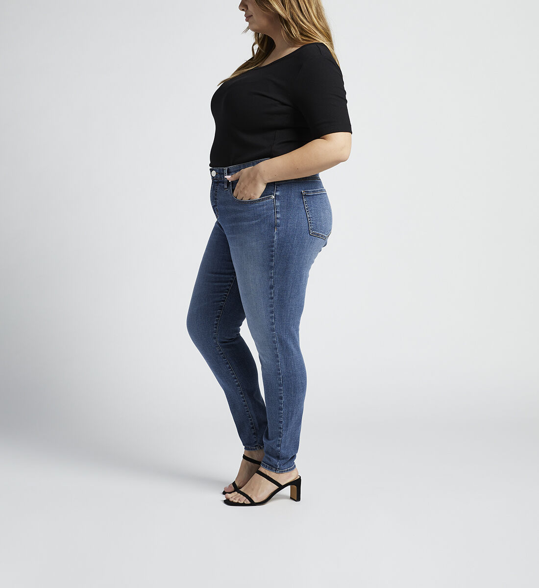 Cecilia Mid Rise Skinny Jeans Plus Size Side