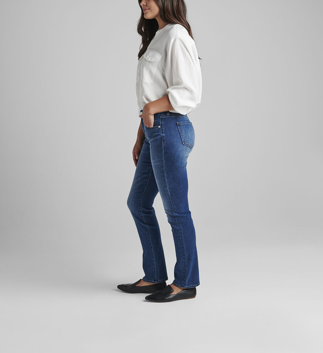 Ruby Mid Rise Straight Leg Jeans Side