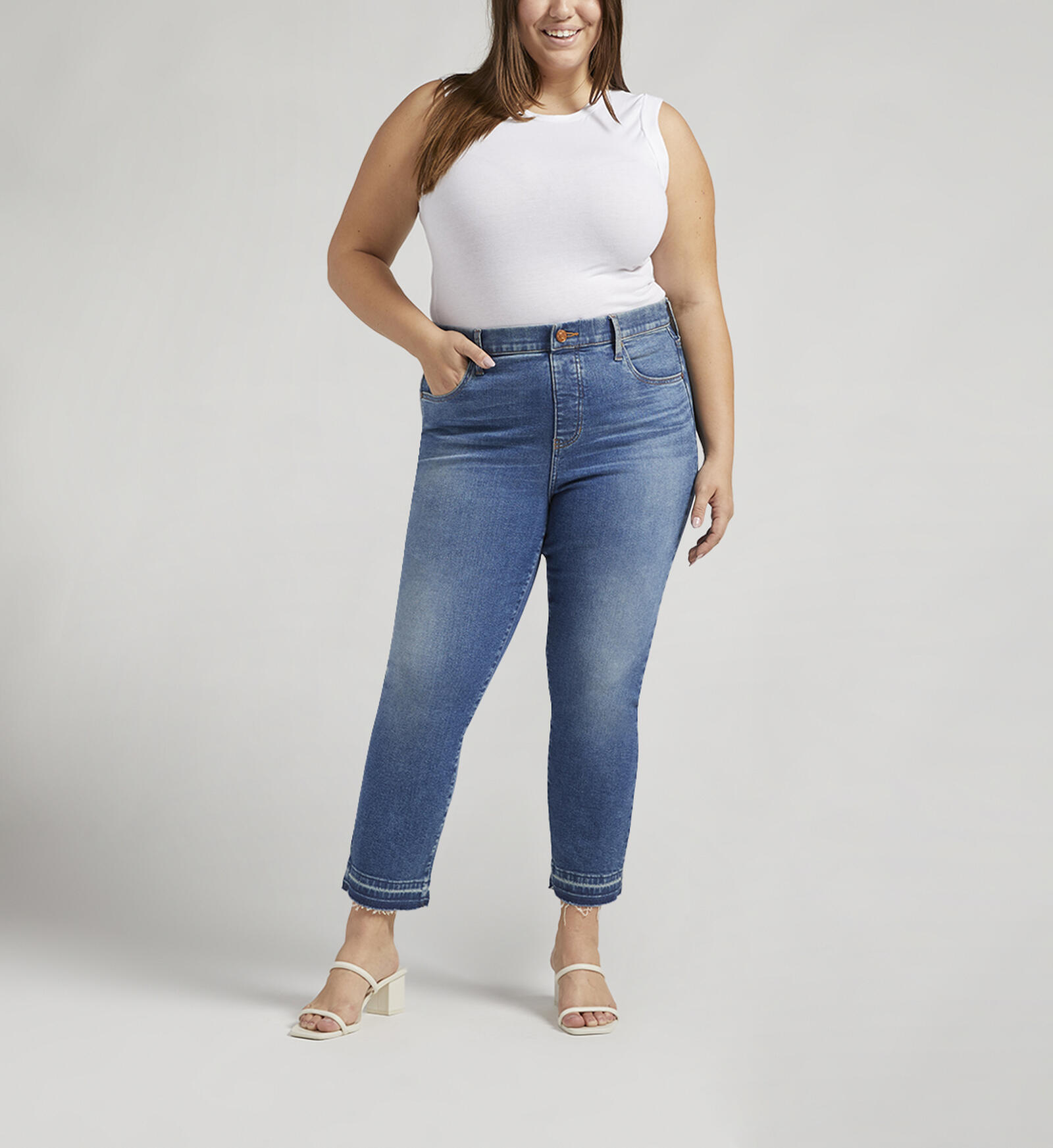 Buy Valentina High Rise Straight Cropped Jeans Plus Size for USD