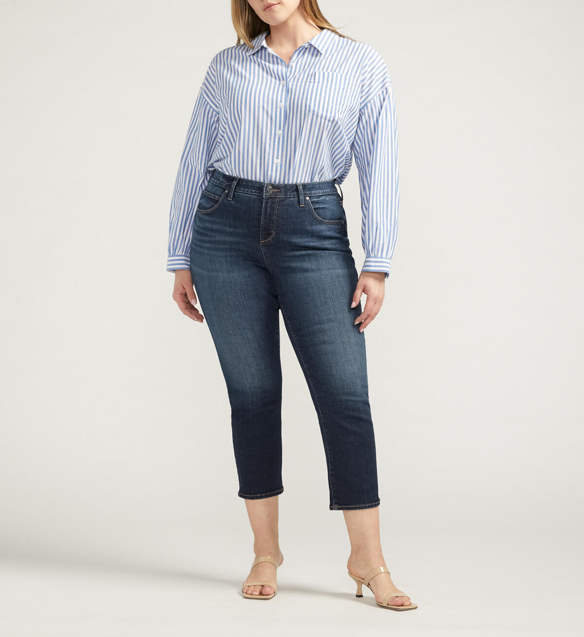 Ruby Mid Rise Straight Cropped Jeans Plus SIze, , hi-res image number 0