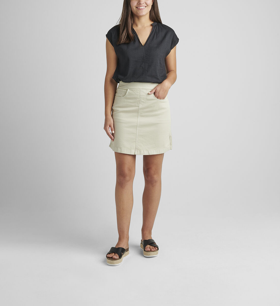 On The Go Pull-On Skort,Stone Front