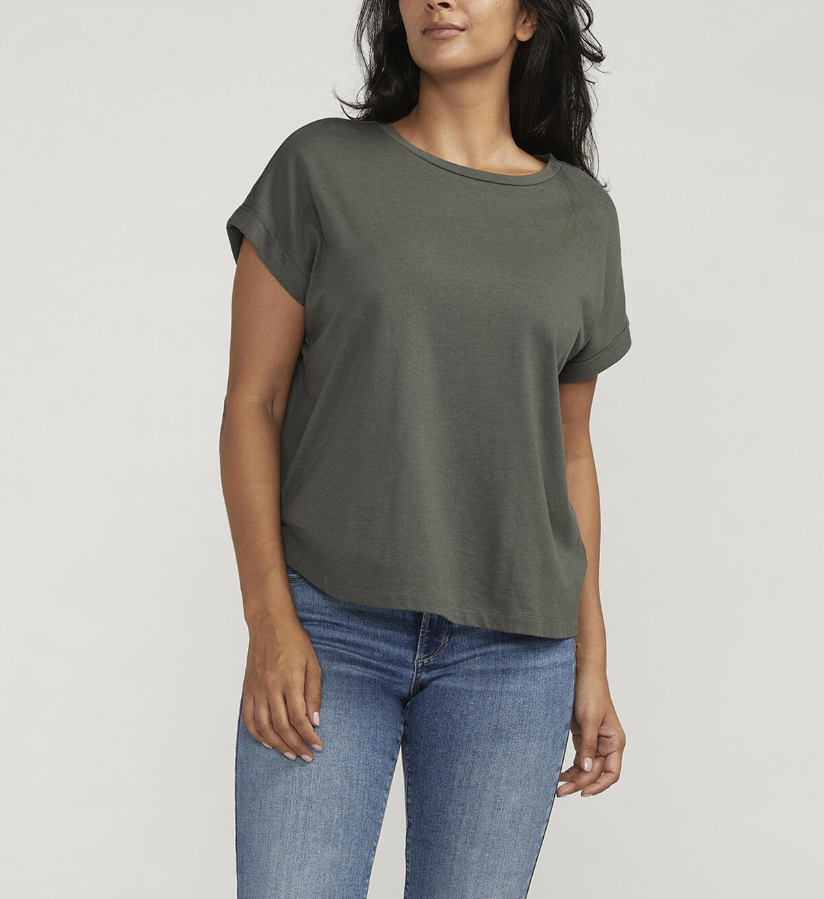 Drapey Luxe Tee, Olive, hi-res image number 0