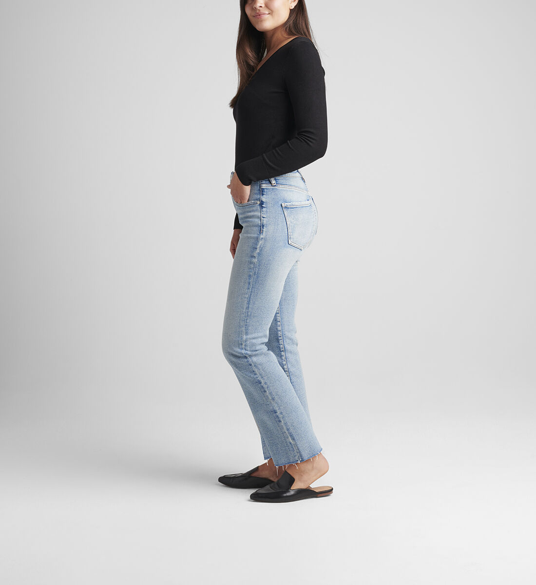 Phoebe High Rise Cropped Bootcut Jeans Side