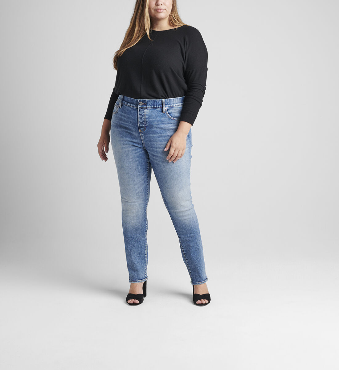 Valentina High Rise Straight Leg Pull-On Jeans Plus Size Front