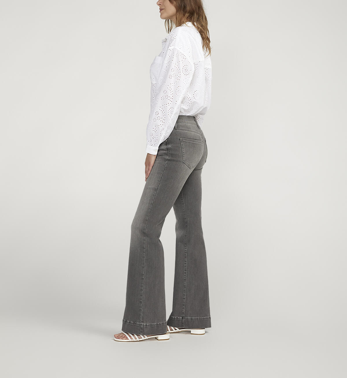 Kait Mid Rise Flare Leg Jeans, Overcast Grey, hi-res image number 2