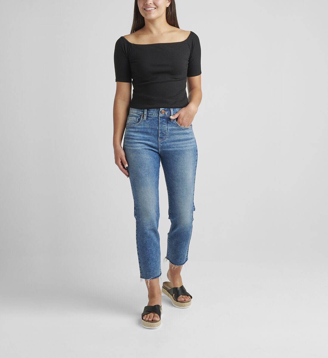 Valentina High Rise Straight Crop Pull-On Jeans Front