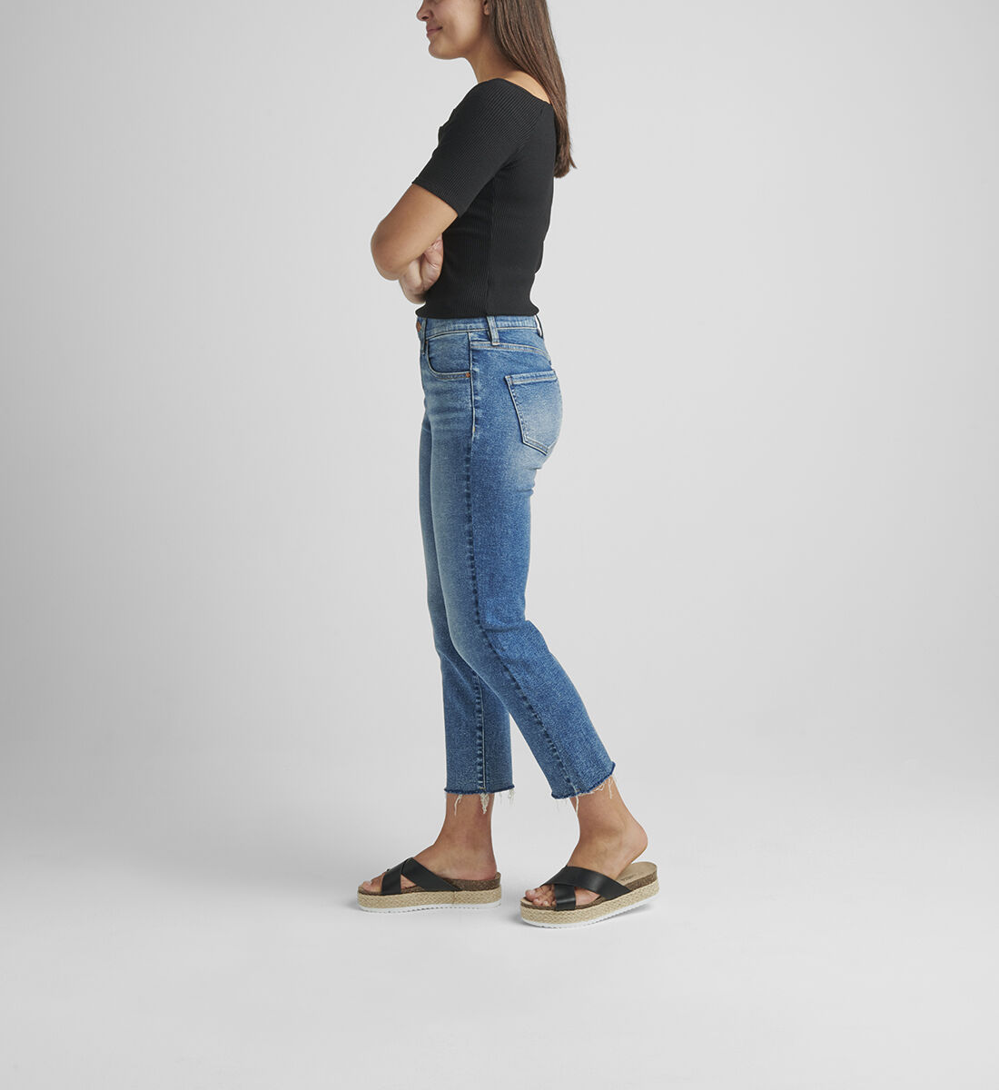 Valentina High Rise Straight Crop Pull-On Jeans Side
