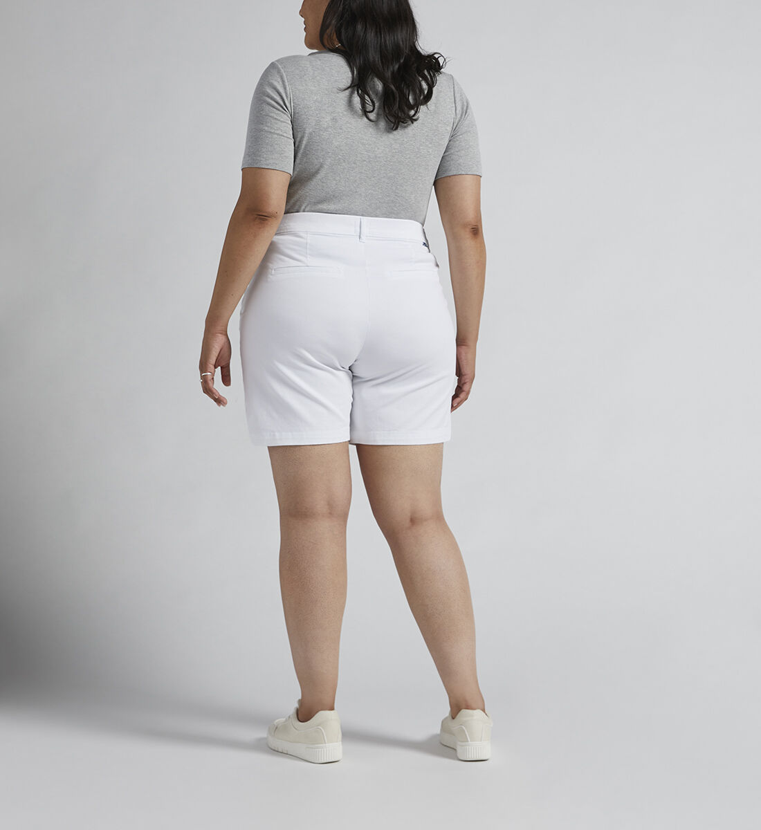 Maddie Mid Rise 8-inch Pull-On Short Plus Size,White Back