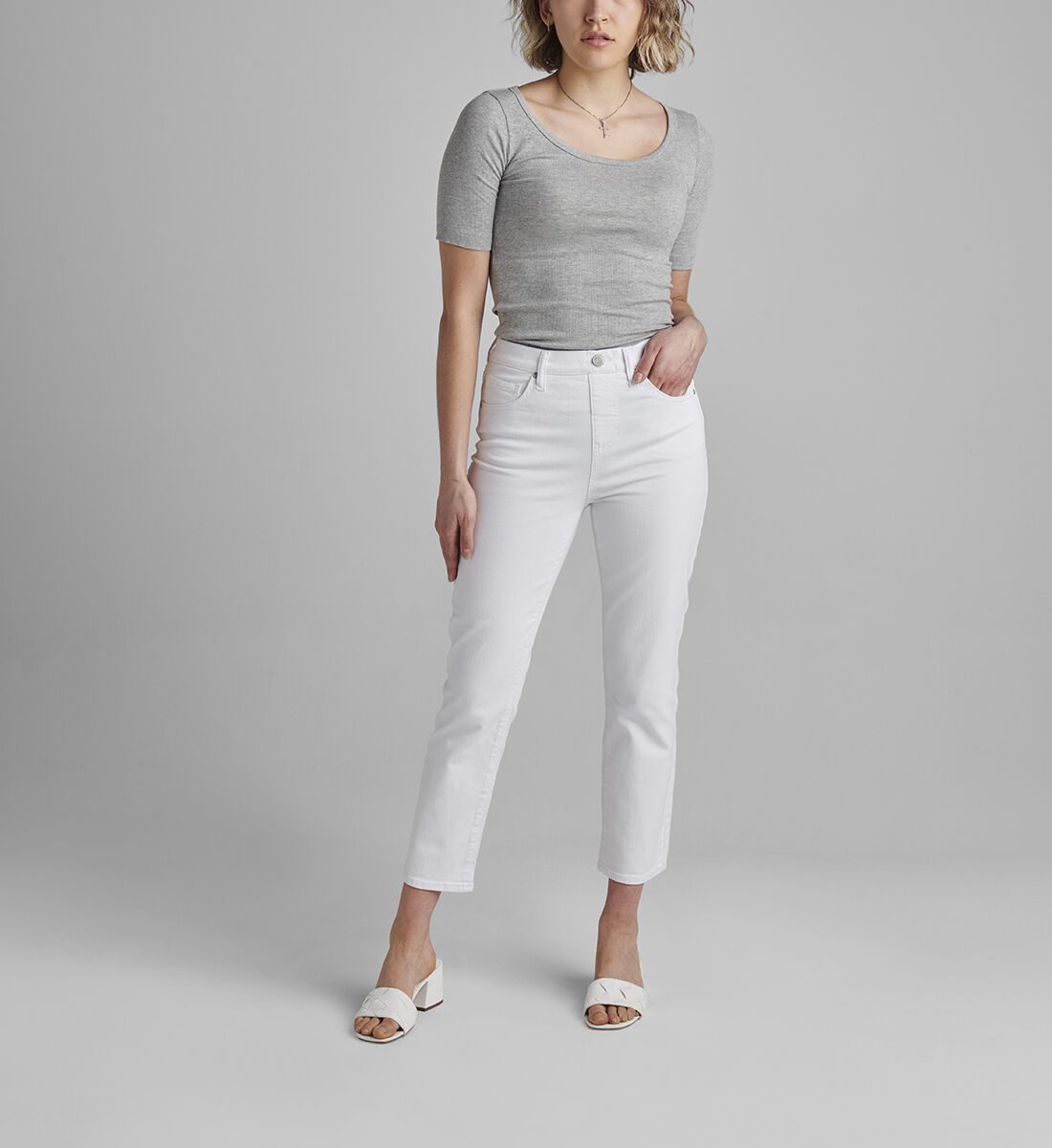 Valentina High Rise Straight Crop Pull-On Jeans Front