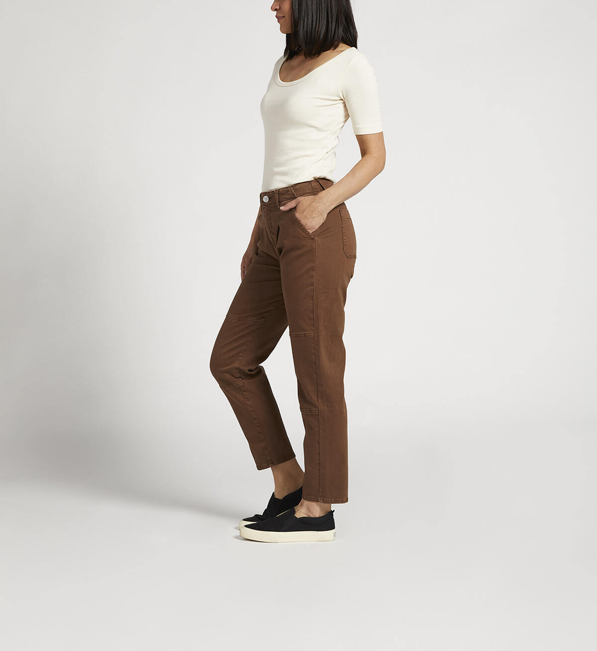 Utility High Rise Tapered Ankle Pants, Brown, hi-res image number 2