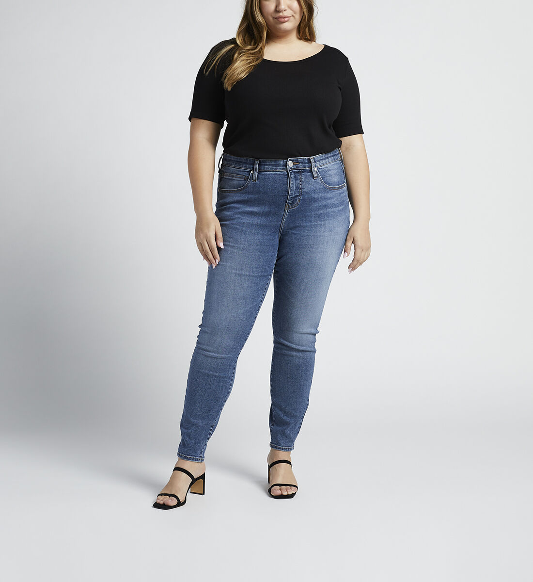 Cecilia Mid Rise Skinny Jeans Plus Size Front