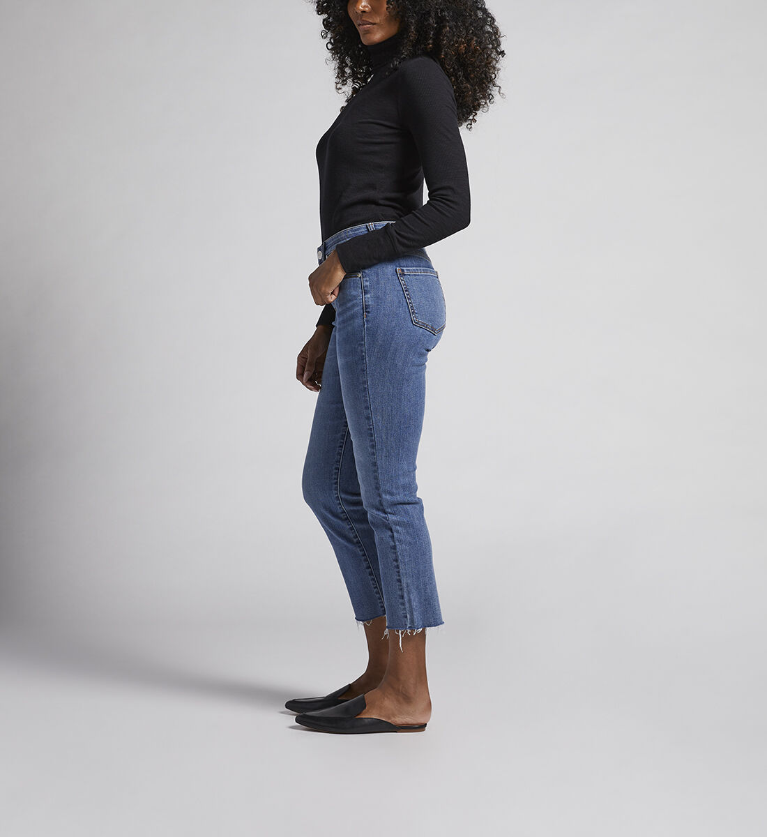 Ruby Mid Rise Straight Crop Jeans Side