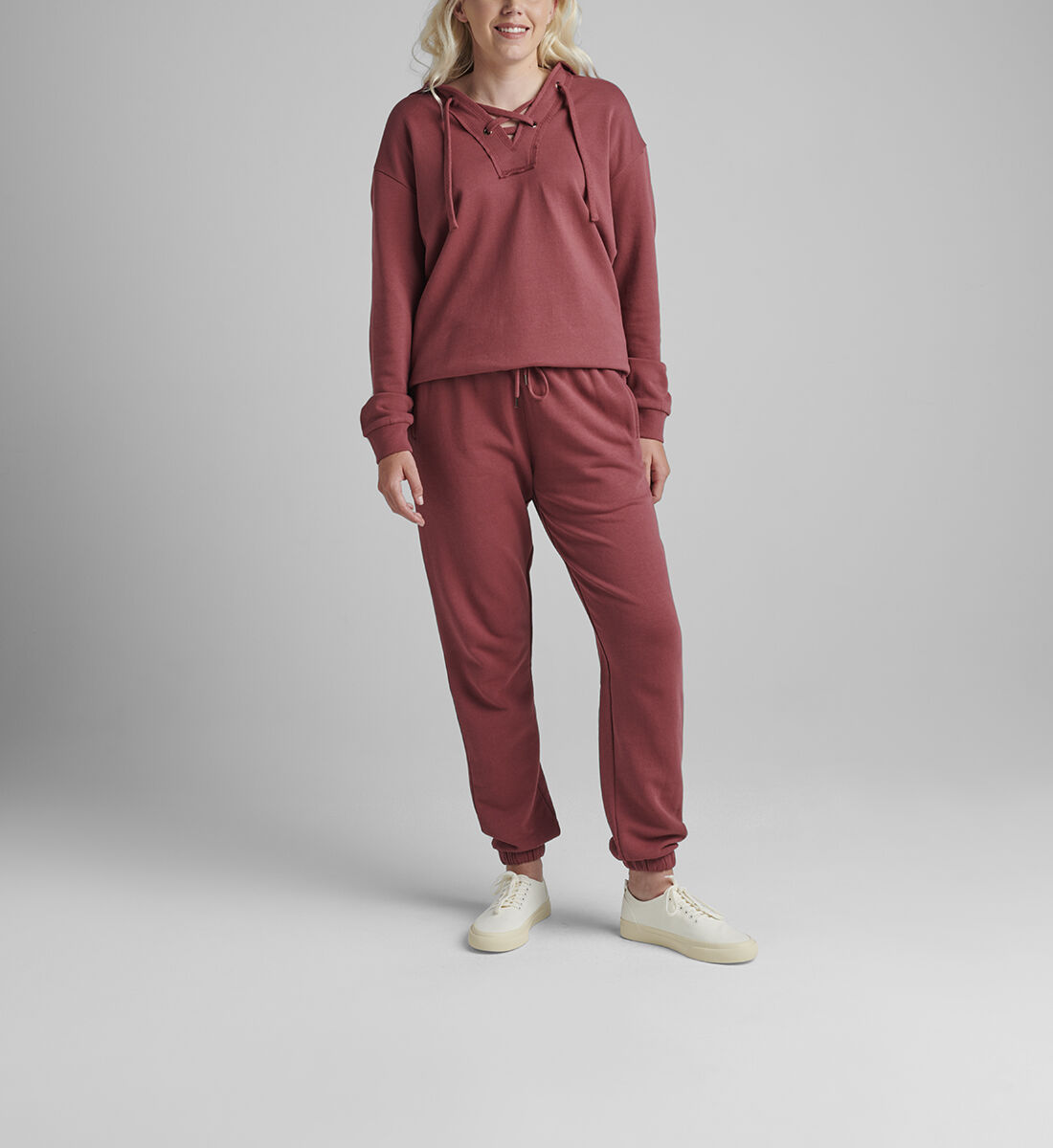 The Lace Up Hoodie,Roan Rouge Front