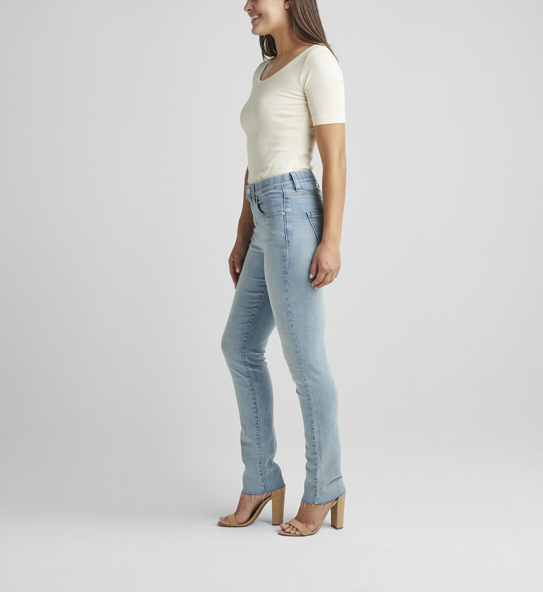 Valentina High Rise Straight Leg Pull-On Jeans Side