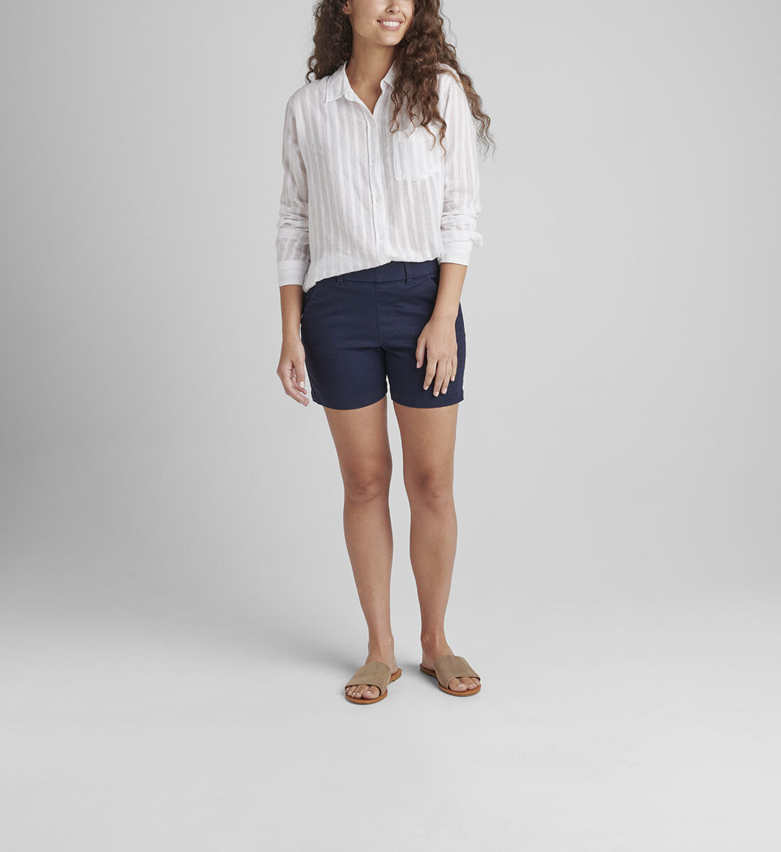 Maddie Mid Rise 5-inch Pull-On Short,Navy Front