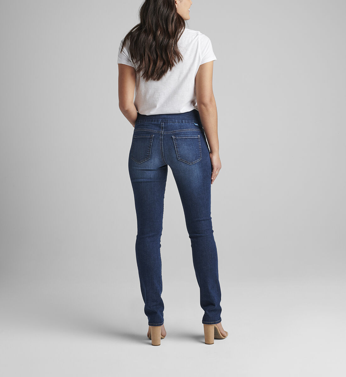 Peri Mid Rise Straight Leg Pull-On Jeans Petite Back