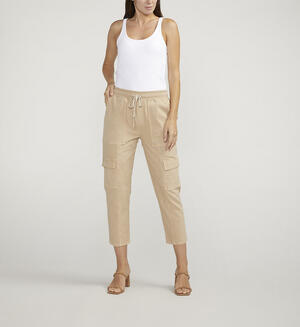 Textured Cargo Cropped Pants